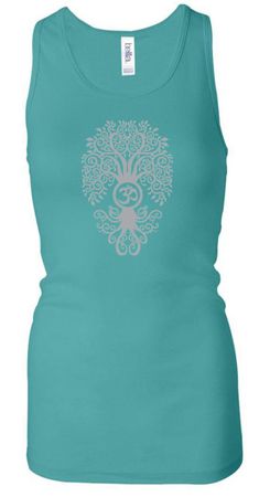 Ladies Yoga Tanktop Grey Bodhi Tree Longer Length Racerback Tank Top
