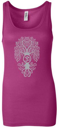 Ladies Yoga Tanktop Grey Bodhi Tree Longer Length Tank Top