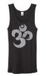 Ladies Yoga Tanktop Grey Distressed OM Black Organic Tank Top