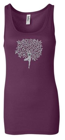 Ladies Yoga Tanktop Grey Tree Pose Longer Length Tank Top