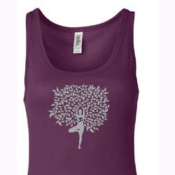 Ladies Yoga Tanktop Grey Tree Pose Longer Length Tank Top