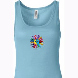 Ladies Yoga Tanktop Hippie Sun Patch Middle Longer Length Tank Top