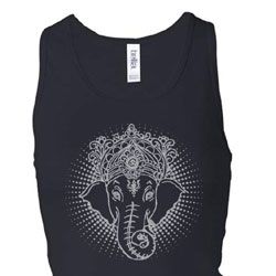 Ladies Yoga Tanktop Iconic Ganesha Longer Length Racerback Tank Top