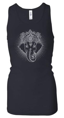 Ladies Yoga Tanktop Iconic Ganesha Longer Length Racerback Tank Top