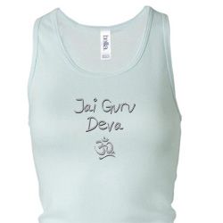 Ladies Yoga Tanktop Jai Guru Deva Longer Length Racerback Tank Top