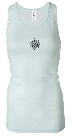 Ladies Yoga Tanktop Lotus OM Patch Small Print Longer Length Racerback