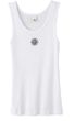 Ladies Yoga Tanktop Lotus OM Patch Small Print White Organic Tank Top