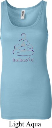 Ladies Yoga Tanktop Namaste Lotus Pose Longer Length Tank Top