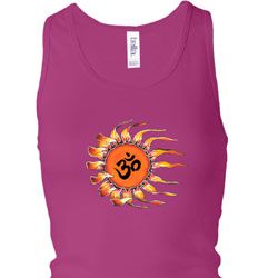 Ladies Yoga Tanktop Ohm Sun Longer Length Racerback Tank Top