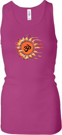 Ladies Yoga Tanktop Ohm Sun Longer Length Racerback Tank Top