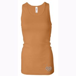 Ladies Yoga Tanktop OM Heart Bottom Print Longer Length Racerback Tank