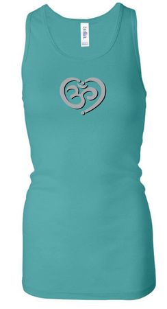 Ladies Yoga Tanktop OM Heart Longer Length Racerback Tank Top