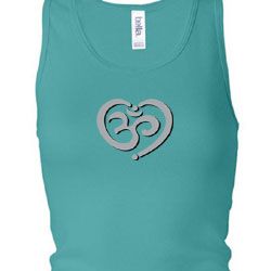 Ladies Yoga Tanktop OM Heart Longer Length Racerback Tank Top