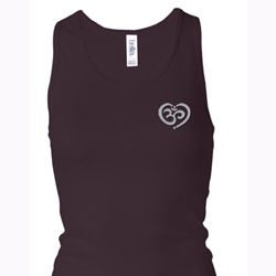 Ladies Yoga Tanktop OM Heart Pocket Print Longer Length Racerback Tank