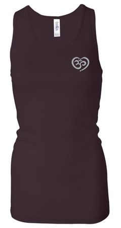 Ladies Yoga Tanktop OM Heart Pocket Print Longer Length Racerback Tank