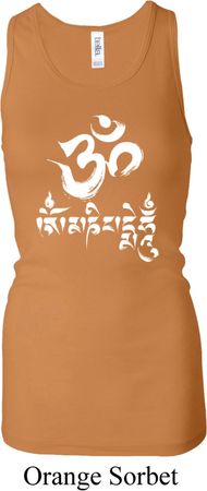 Ladies Yoga Tanktop OM Mani Padme Hum Longer Length Racerback Tank Top