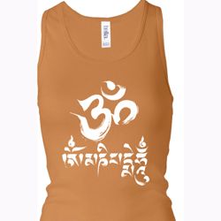 Ladies Yoga Tanktop OM Mani Padme Hum Longer Length Racerback Tank Top