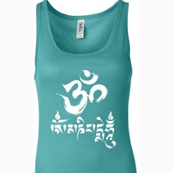 Ladies Yoga Tanktop OM Mani Padme Hum Longer Length Tank Top