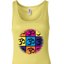 Ladies Yoga Tanktop Pop Art Om Longer Length Tank