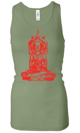 Ladies Yoga Tanktop Red Tara Longer Length Racerback Tank Top