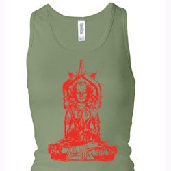 Ladies Yoga Tanktop Red Tara Longer Length Racerback Tank Top