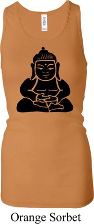 Ladies Yoga Tanktop Shadow Buddha Longer Length Racerback Tank Top