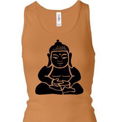 Ladies Yoga Tanktop Shadow Buddha Longer Length Racerback Tank Top