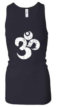 Ladies Yoga Tanktop White Distressed OM Longer Length Racerback Tank