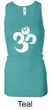 Ladies Yoga Tanktop White Distressed OM Longer Length Racerback Tank