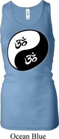 Ladies Yoga Tanktop Yin Yang AUM Longer Length Racerback Tank Top