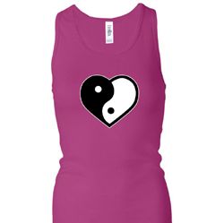 Ladies Yoga Tanktop Yin Yang Heart Longer Length Racerback Tank Top Ladies Yoga Tanktop Yin Yang Heart Longer Length Racerback Tank Top