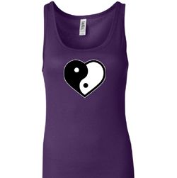 Ladies Yoga Tanktop Yin Yang Heart Longer Length Tank Top Ladies Yoga Tanktop Yin Yang Heart Longer Length Tank Top