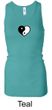 Ladies Yoga Tanktop Yin Yang Heart Small Print Longer Length Racerback