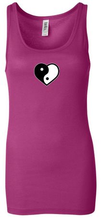 Ladies Yoga Tanktop Yin Yang Heart Small Print Longer Length Tank Top
