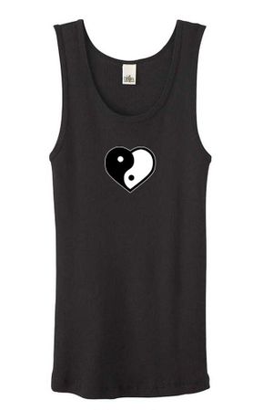 Ladies Yoga Tanktop Yin Yang Heart Small Print Organic Tank Top