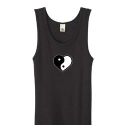 Ladies Yoga Tanktop Yin Yang Heart Small Print Organic Tank Top