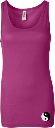 Ladies Yoga Tanktop Yin Yang Patch Bottom Print Longer Length Tank Top