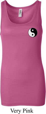 Ladies Yoga Tanktop Yin Yang Patch Pocket Print Longer Length Tank Top