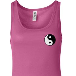 Ladies Yoga Tanktop Yin Yang Patch Pocket Print Longer Length Tank Top