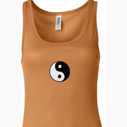 Ladies Yoga Tanktop Yin Yang Patch Small Print Longer Length Tank Top