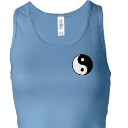 Ladies Yoga Tanktop Yin Yang Patch Pocket Longer Length Racerback Tank