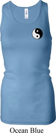 Ladies Yoga Tanktop Yin Yang Patch Pocket Longer Length Racerback Tank