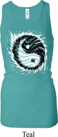Ladies Yoga Tanktop Yin Yang Sun Longer Length Racerback Tank Top