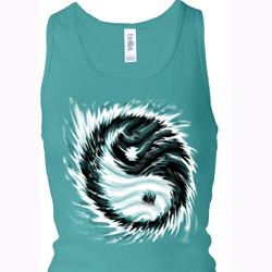 Ladies Yoga Tanktop Yin Yang Sun Longer Length Racerback Tank Top