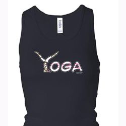 Ladies Yoga Tanktop Yoga Spelling Longer Length Racerback Tank Top