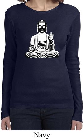 Ladies Yoga Tee At Peace Buddha Long Sleeve
