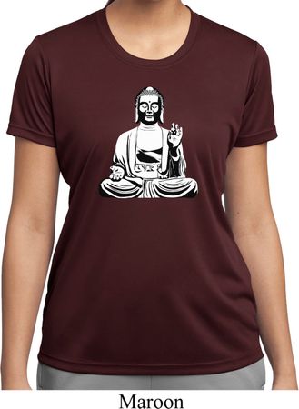 Ladies Yoga Tee At Peace Buddha Moisture Wicking T-shirt