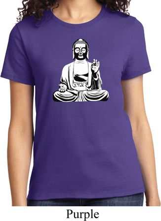 Ladies Yoga Tee At Peace Buddha T-shirt