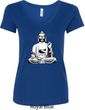 Ladies Yoga Tee At Peace Buddha V-Neck