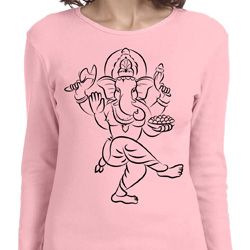 Ladies Yoga Tee Black Sketch Ganesha Long Sleeve